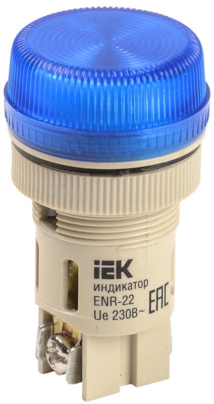 Лампа ENR-22 сигнальная d22мм синий неон/240В цилиндр