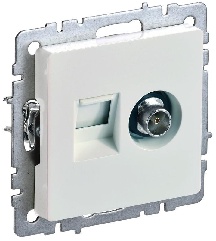 BRITE Розетка двойная TV+RJ45 кат.5E РТВ/РК12-БрЖ жемчужный