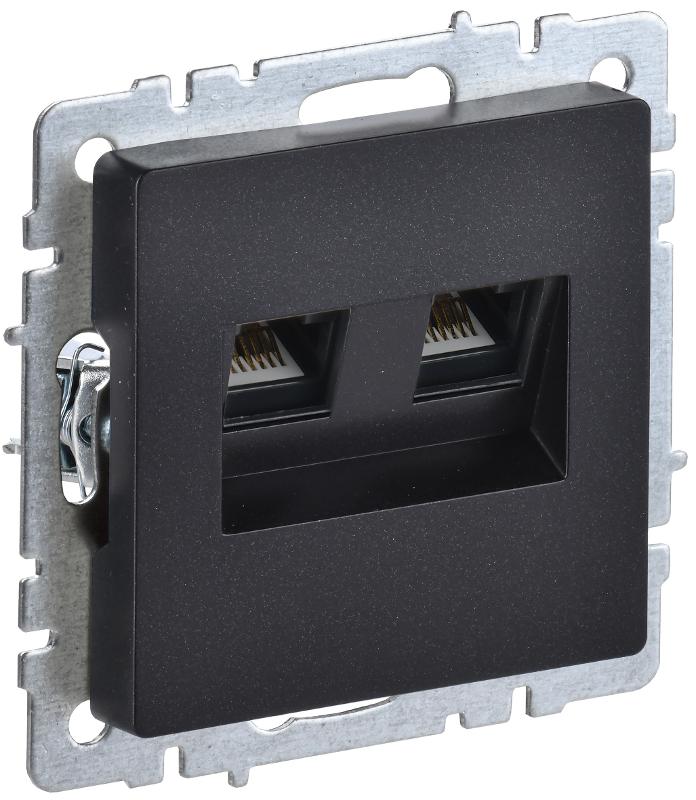 BRITE Розетка компьютерная 2-ая RJ45 кат.5E РК10-2-БрЧ черный