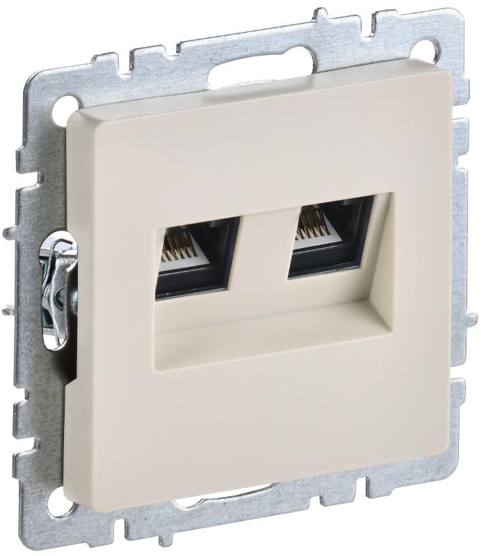 BRITE Розетка компьютерная 2-ая RJ45 кат.5E РК10-2-БрКр бежевый
