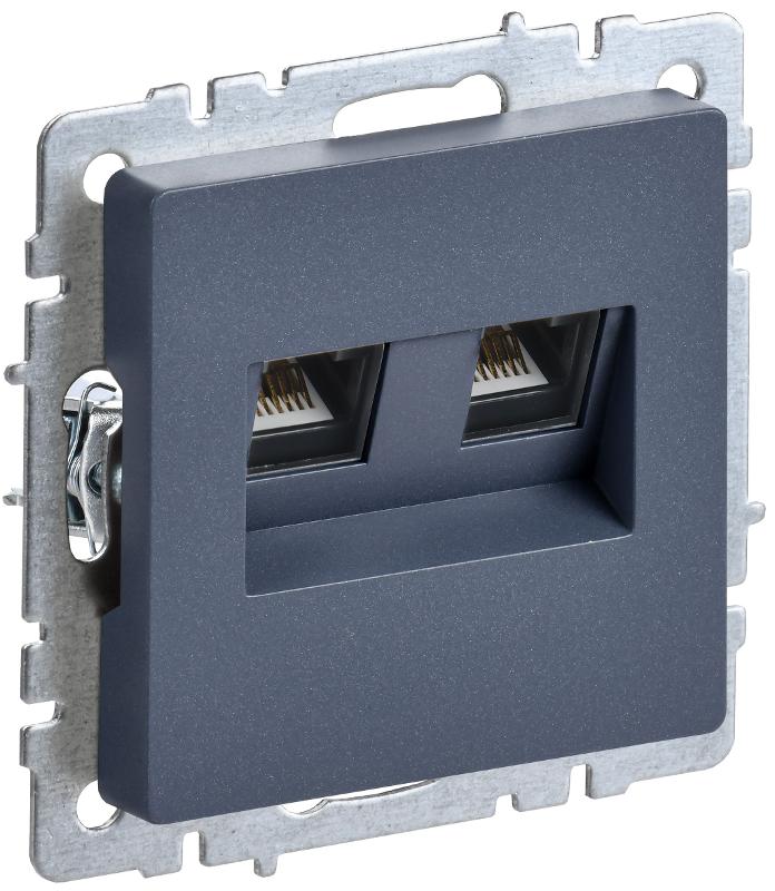 BRITE Розетка компьютерная 2-ая RJ45 кат.5E РК10-2-БрМ маренго