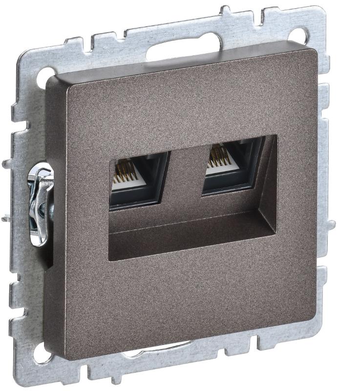 BRITE Розетка компьютерная 2-ая RJ45 кат.5E РК10-2-БрТБ темная бронза