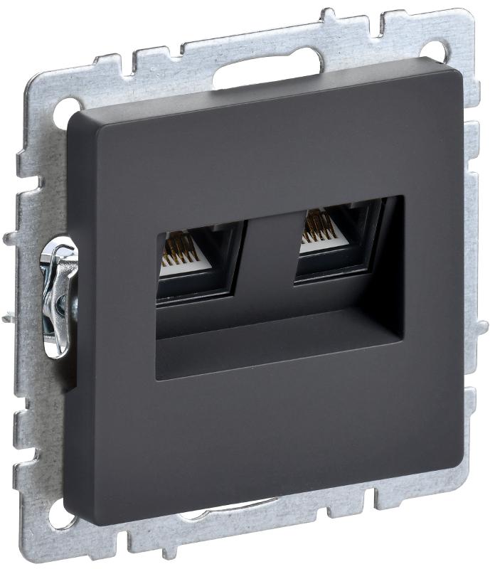 BRITE Розетка компьютерная 2-ая RJ45 кат.5E РК10-2-БрГ графит