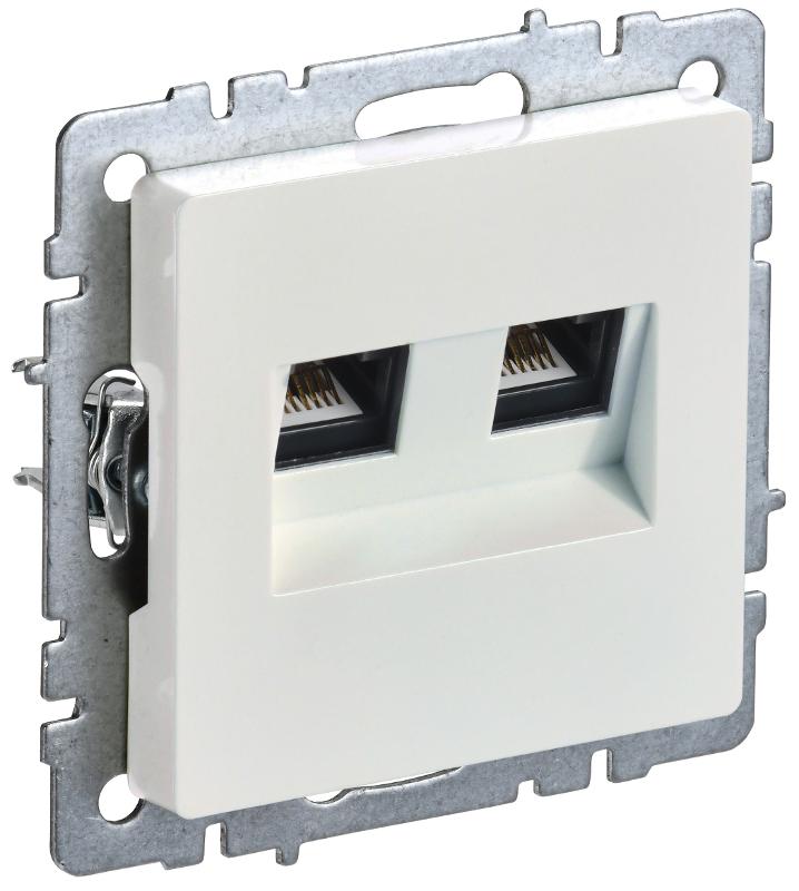BRITE Розетка компьютерная 2-ая RJ45 кат.6 РК11-2-БрЖ жемчуг