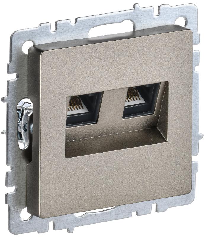 BRITE Розетка компьютерная 2-ая RJ45 кат.6 РК11-2-БрШ шампань