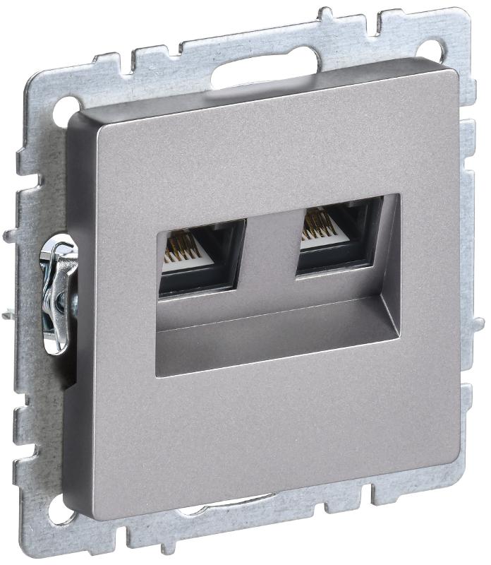 BRITE Розетка компьютерная 2-ая RJ45 кат.6 РК11-2-БрС сталь