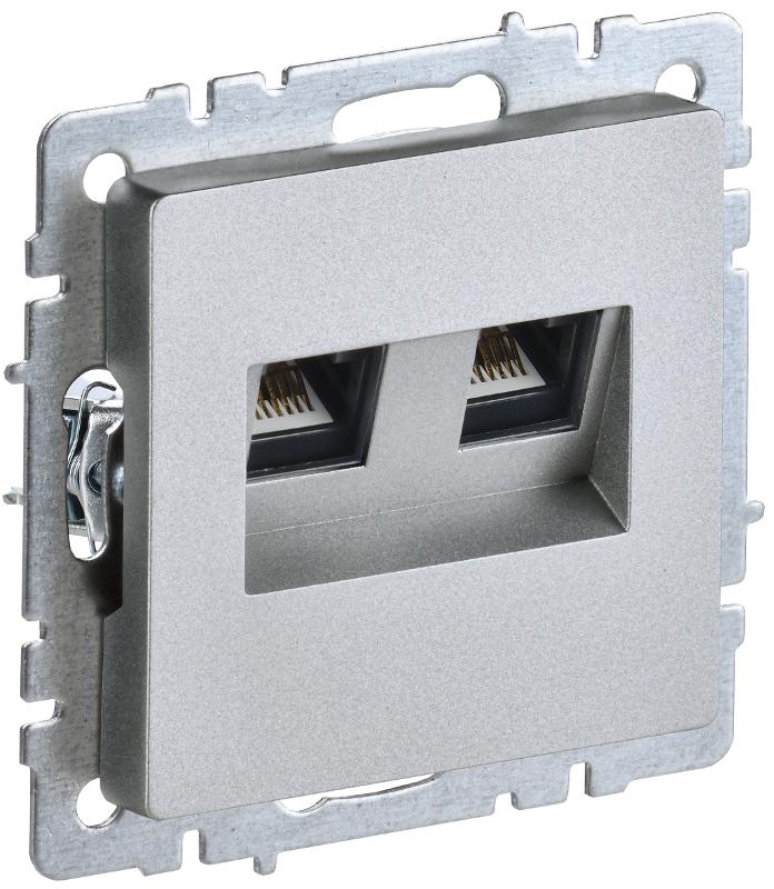 BRITE Розетка компьютерная 2-ая RJ45 кат.6 РК11-2-БрА алюминий