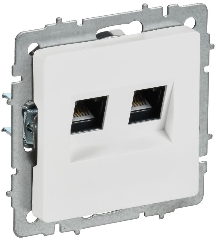 BRITE Розетка компьютерная двойная RJ45 кат.6 РК11-2-БрАБ арктический белый