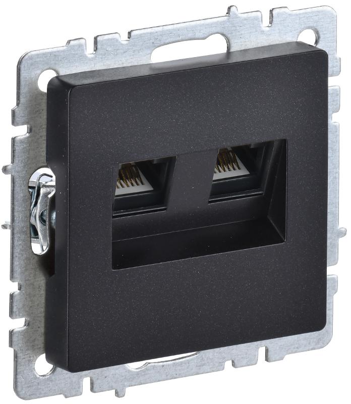 BRITE Розетка двойная RJ11+RJ45 кат.5E РК/Т12-БрЧ черный