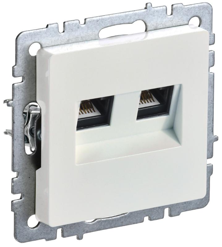 BRITE Розетка двойная RJ11+RJ45 кат.5E РК/Т12-БрЖ жемчужный