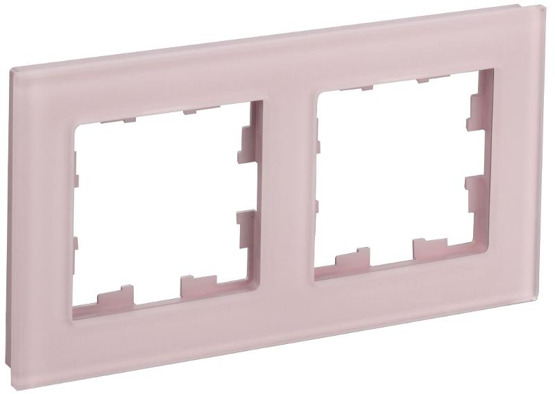 BRITE Рамка 2-ая РУ-2-2-Бр стекло розовый матовый