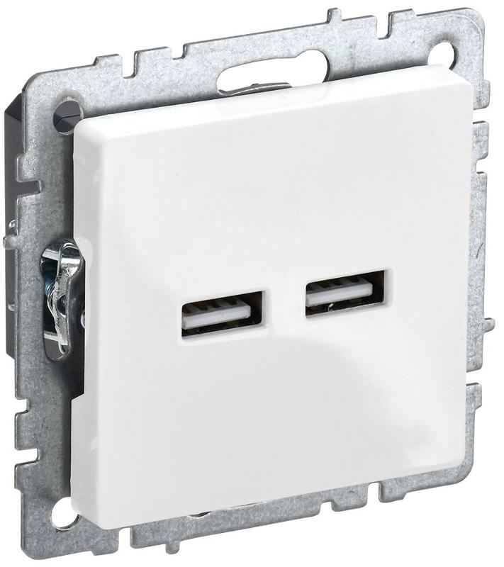 BRITE Розетка USB A+A 3,1А РЮ10-1-БрБ белый