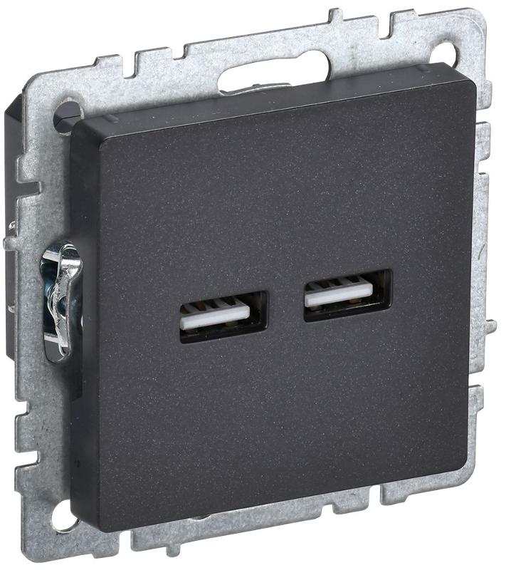 BRITE Розетка USB A+A 3,1А РЮ10-1-БрЧ черный