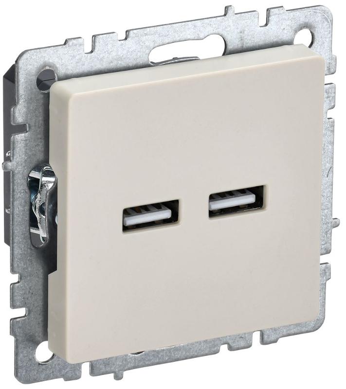 BRITE Розетка USB A+A 3,1А РЮ10-1-БрКр бежевый