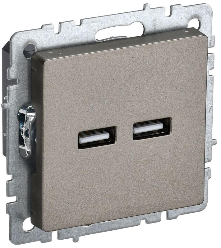 BRITE Розетка USB A+A 3,1А РЮ10-1-БрШ шампань