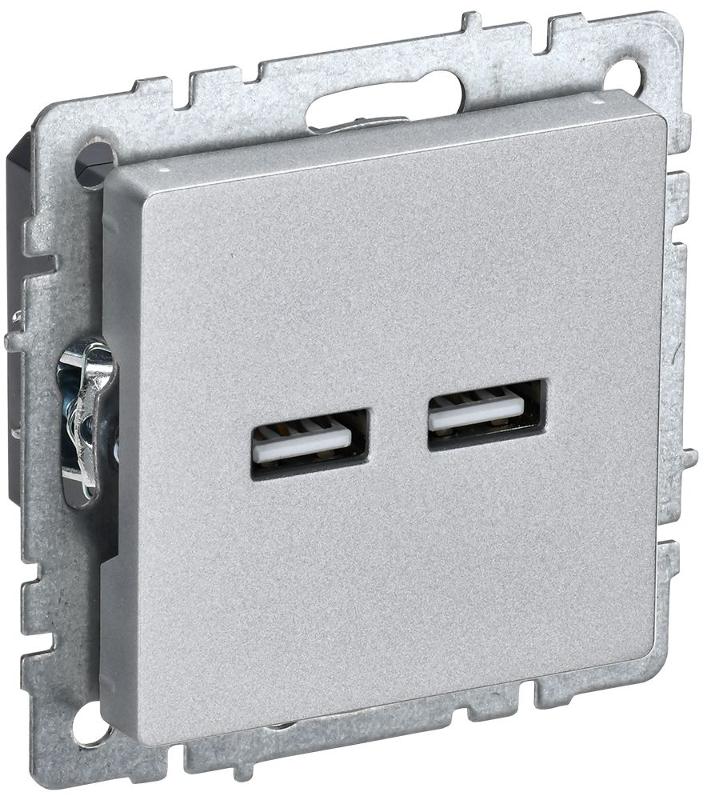 BRITE Розетка USB A+A 3,1А РЮ10-1-БрА алюминий