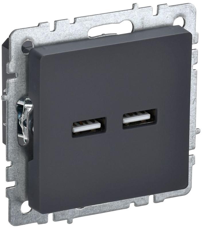 BRITE Розетка USB A+A 3,1А РЮ10-1-БрГ графит