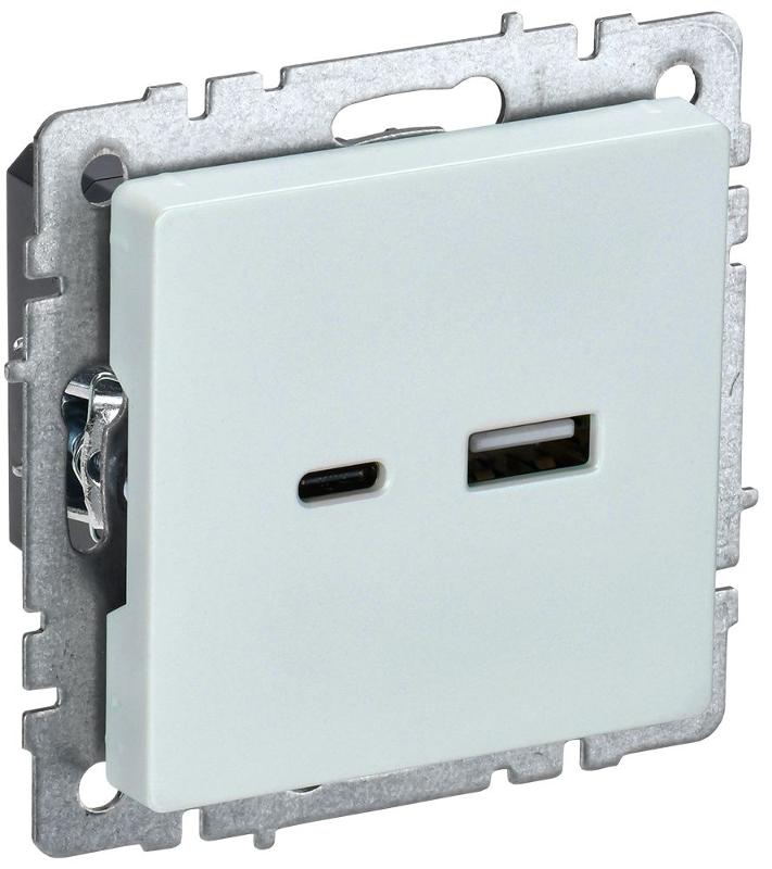 BRITE Розетка USB A+C 18Вт РЮ11-1-БрЖ жемчужный