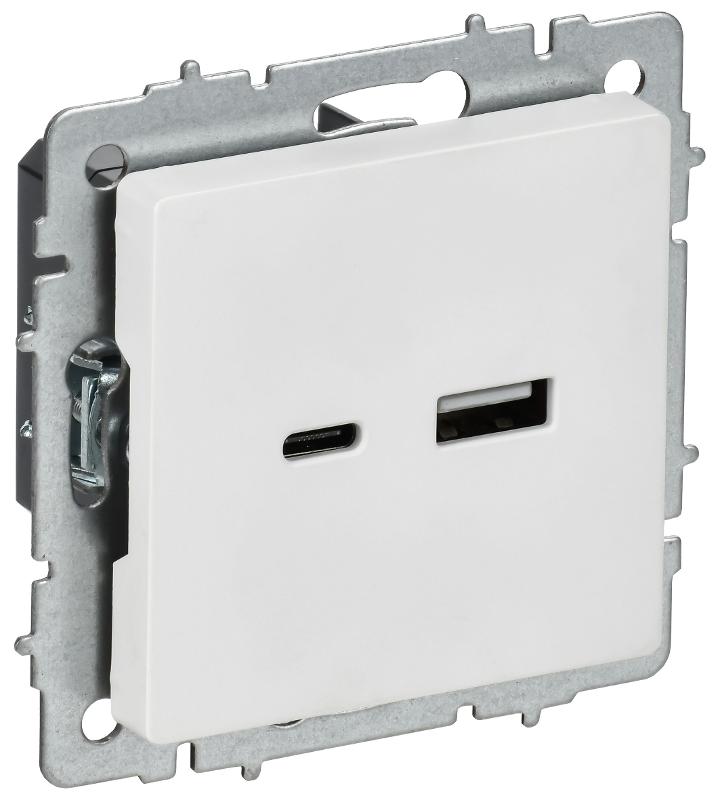 BRITE Розетка USB A+C 18Вт РЮ11-1-БрАБ арктический белый