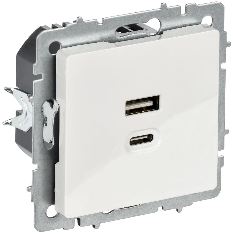 BRITE Роз. USB A+C 45Вт высокоск. зар. РЮ11-2-БрБ бел.