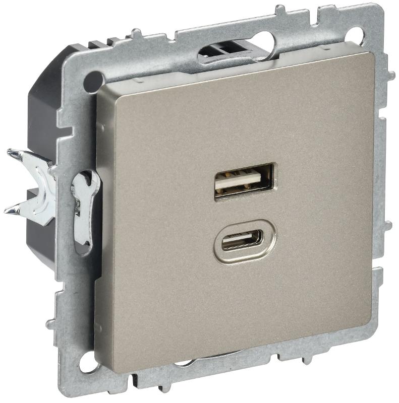 BRITE Роз. USB A+C 45Вт высокоск. зар. РЮ11-2-БрШ шамп.