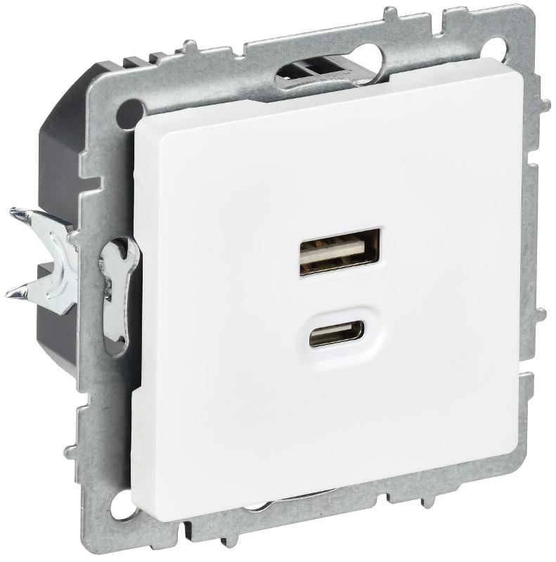 BRITE Роз. USB A+C 45Вт высокоск. зар. РЮ11-2-БрАБ а/б