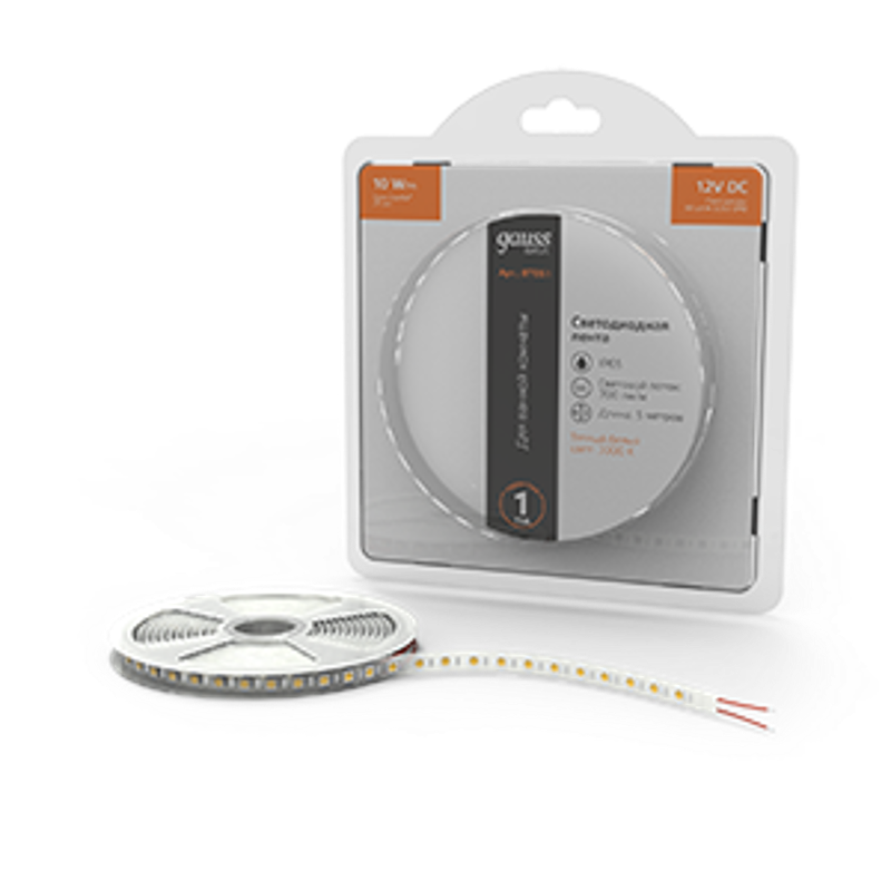 Лента светодиодная Basic LED 5050/60 12V 10W/m 700lm/m 3000K 10mm IP65 5m 1/100