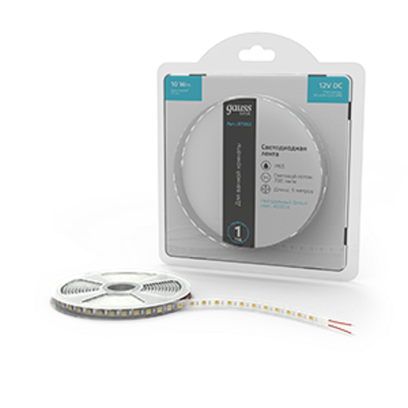 Лента светодиодная Basic LED 5050/60 12V 10W/m 700lm/m 4000K 10mm IP65 5m 1/100