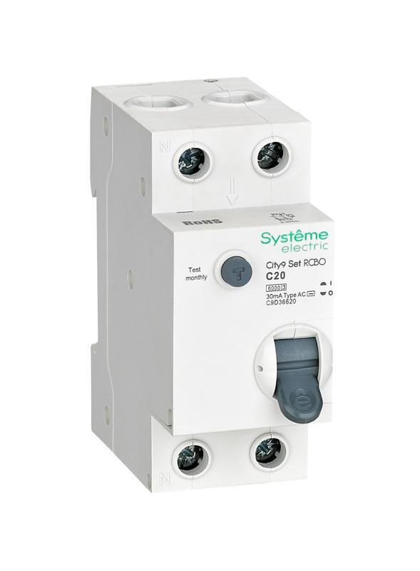 Выключатель автоматический дифференциального тока 1P+N 20A C 6kA 30мА Тип-АС City9