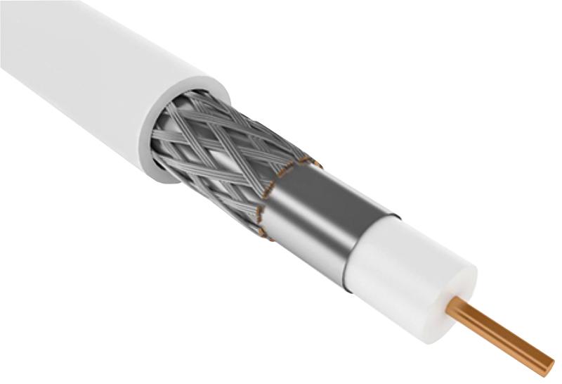 Каб. коаксиал. медный RG6 75Ом FPE PVC бел. (300м)
