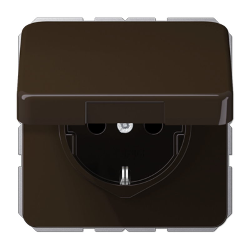 Штепсельная розетка SCHUKO 16А / 250В с подпружиненной откидной крышкой, пружинные зажимы; термопласт; коричневый; CD500