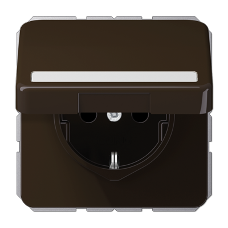 Штепсельная розетка SCHUKO 16A 250V~ с полем для надписи и защитой от влажности; коричневая