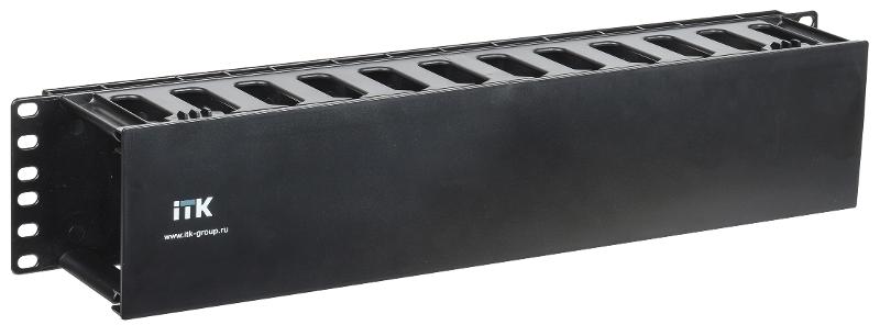 19" пластиковый каб. органайзер с крышкой, 2U, чер