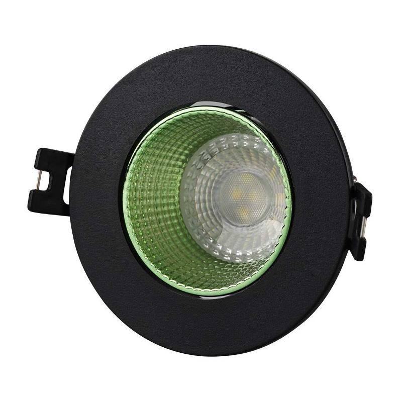 Светильник светодиодный встраиваемый DK3061-BK+GR , IP20, 10Вт, GU5.3, LED, черный/зеленый, пластик