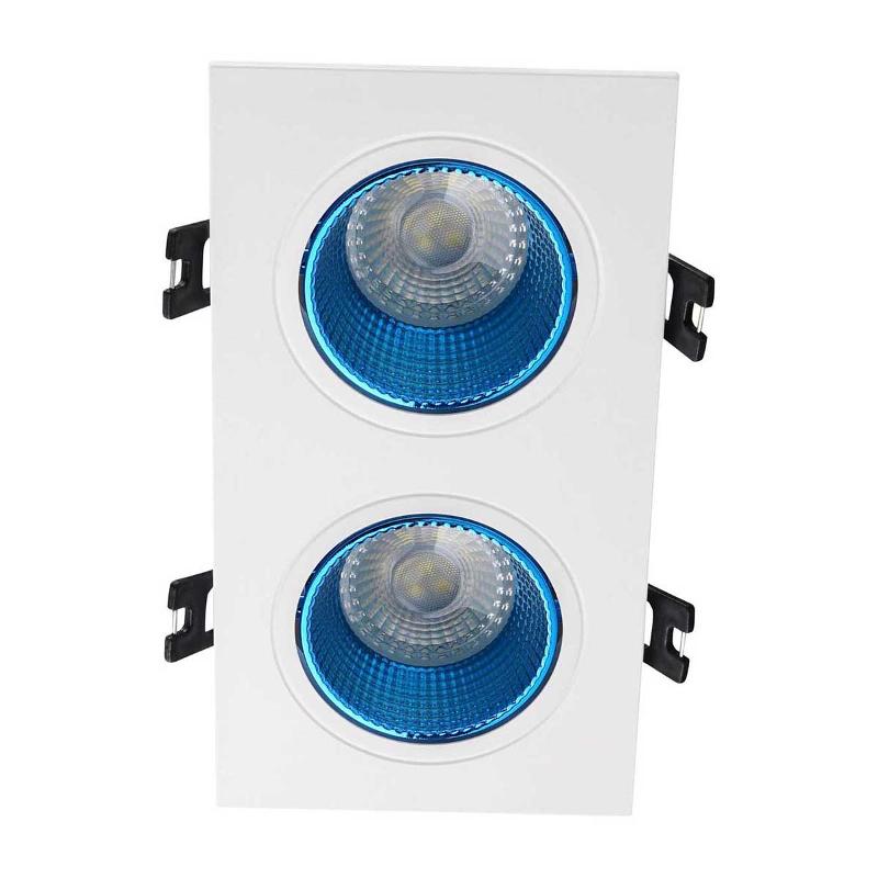 Светильник светодиодный встраиваемый DK3072-WH+CY , IP20, 10Вт, GU5.3, LED, белый/голубой, пластик
