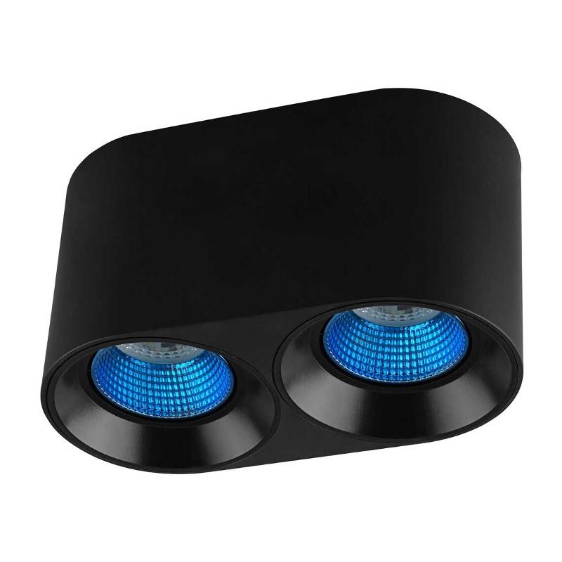 Светильник светодиодный накладной DK3096-BK+CY IP20, 10Вт, GU5.3, LED, черный/голубой, пластик
