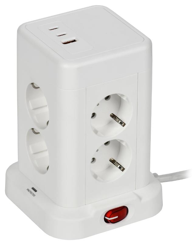 DOMINIC Удлинитель У08K 1,5м 3х1мм2 USB A+C 20Вт бел