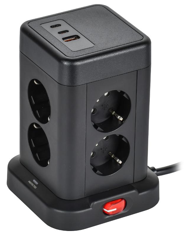 DOMINIC Удлинитель У08K 1,5м 3х1мм2 USB A+C 20Вт чер