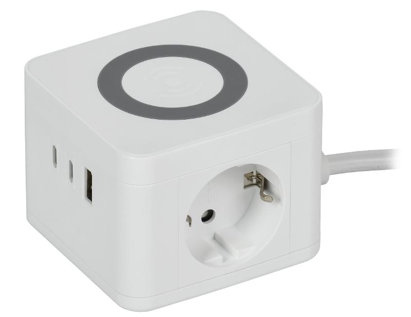 DOMINIC Удлинитель Qi10Вт У02К 1,3м 3х1мм2 USB A+C бел