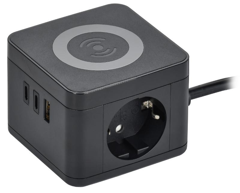 DOMINIC Удлинитель Qi10Вт У02К 1,3м 3х1мм2 USB A+C чер