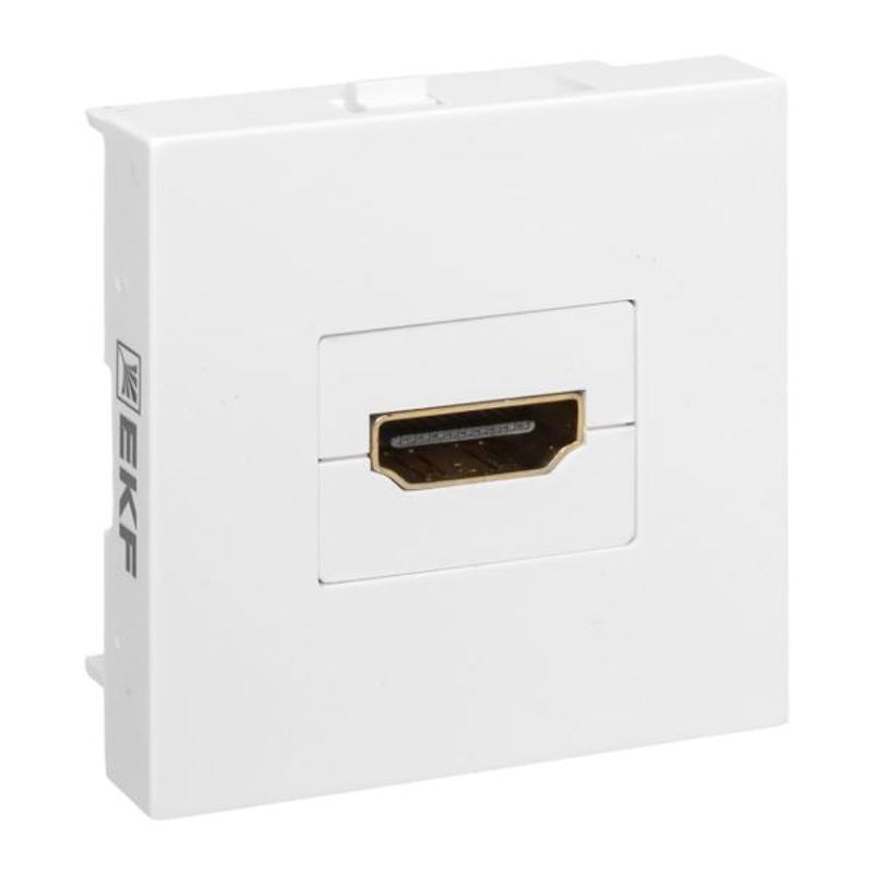 Розетка HDMI, 2 модуля, 1 гнездо, без индикатора, белая