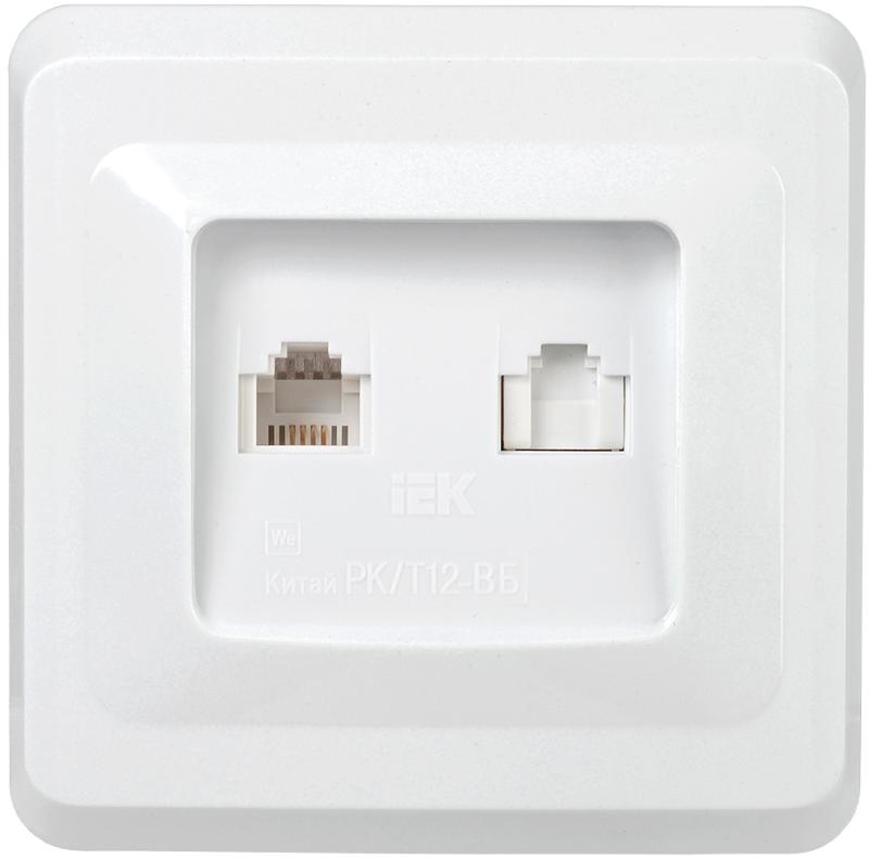 ВЕГА белый Розетка компьютерная и телефонная 2-местная RJ11/RJ45 РК/Т12-ВБ
