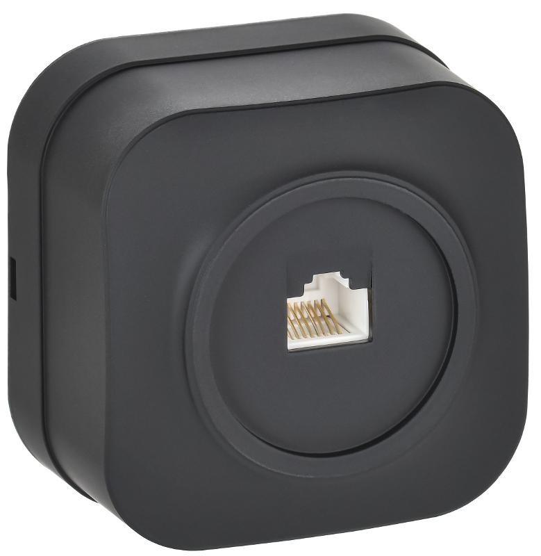 GLORY Розетка компьютерная RJ45 кат.5E о/у РК10-ХЧм черный матовый
