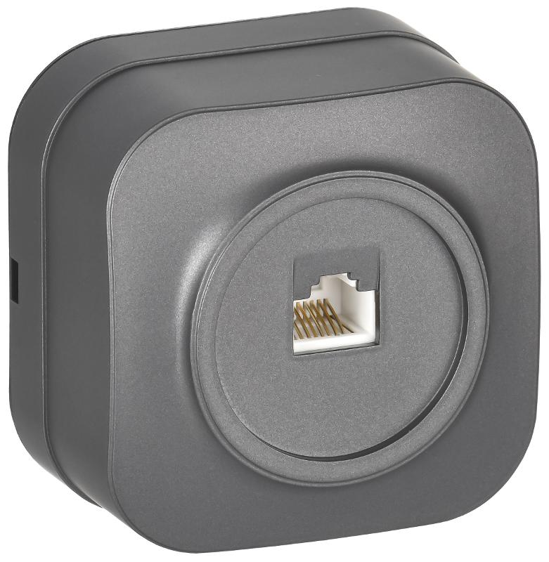 GLORY Розетка компьютерная RJ45 кат.5E о/у РК10-ХСм сталь матовый