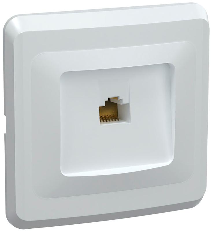 ВЕГА белый Розетка компьютерная 1-местная RJ45 Cat5e РК10-ВБ