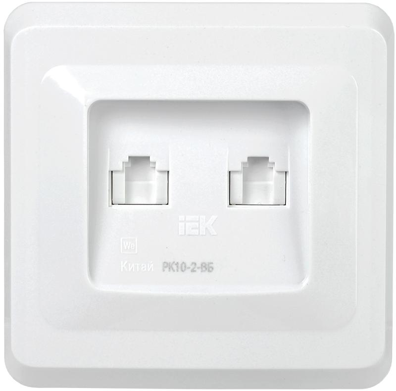 ВЕГА белый Розетка компьютерная 2-местная RJ45 Cat5e РК10-2-ВБ