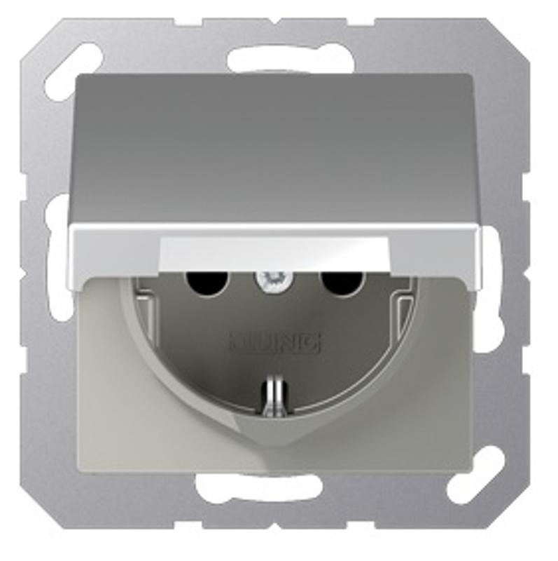 Розетка SCHUKO® с крышкой; термопласт; алюминий