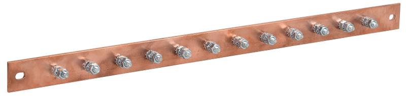 ITK Шина заземл. 483х25x3мм медь ШМТ М1 12 точек подключ. М6