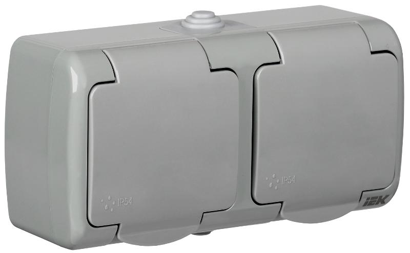 AQUATIC Розетка 2-местная О/У с/з 16А РСш22-2-А IP54 IEK