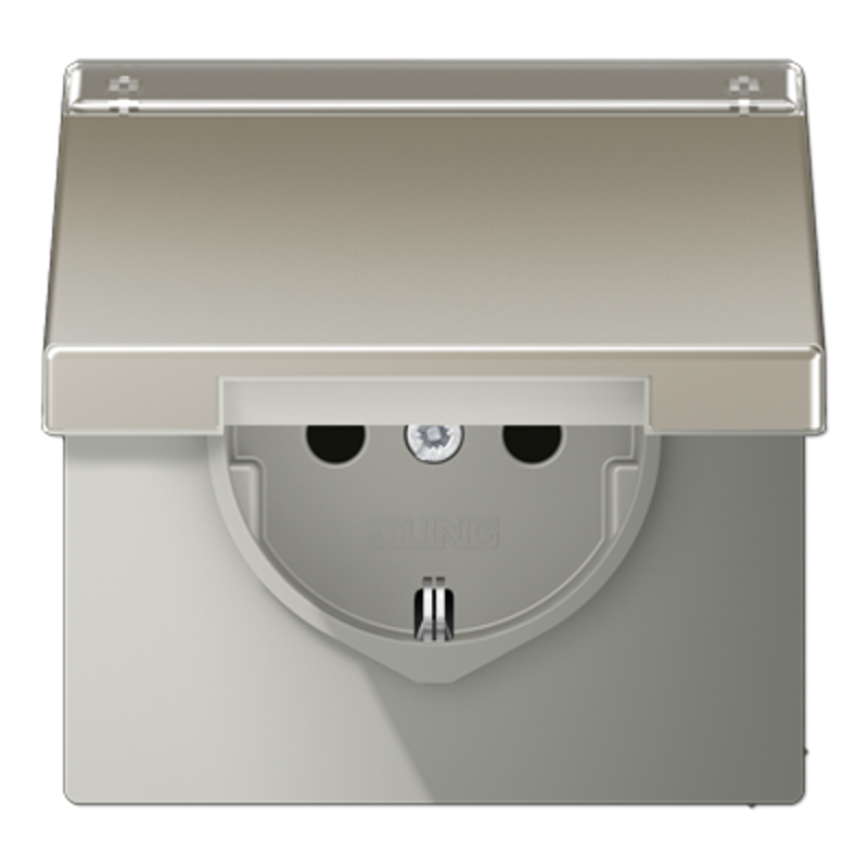 Штепсельная розетка SCHUKO 16A 250V~ с откидной крышкой и полем для надписи; благородная сталь